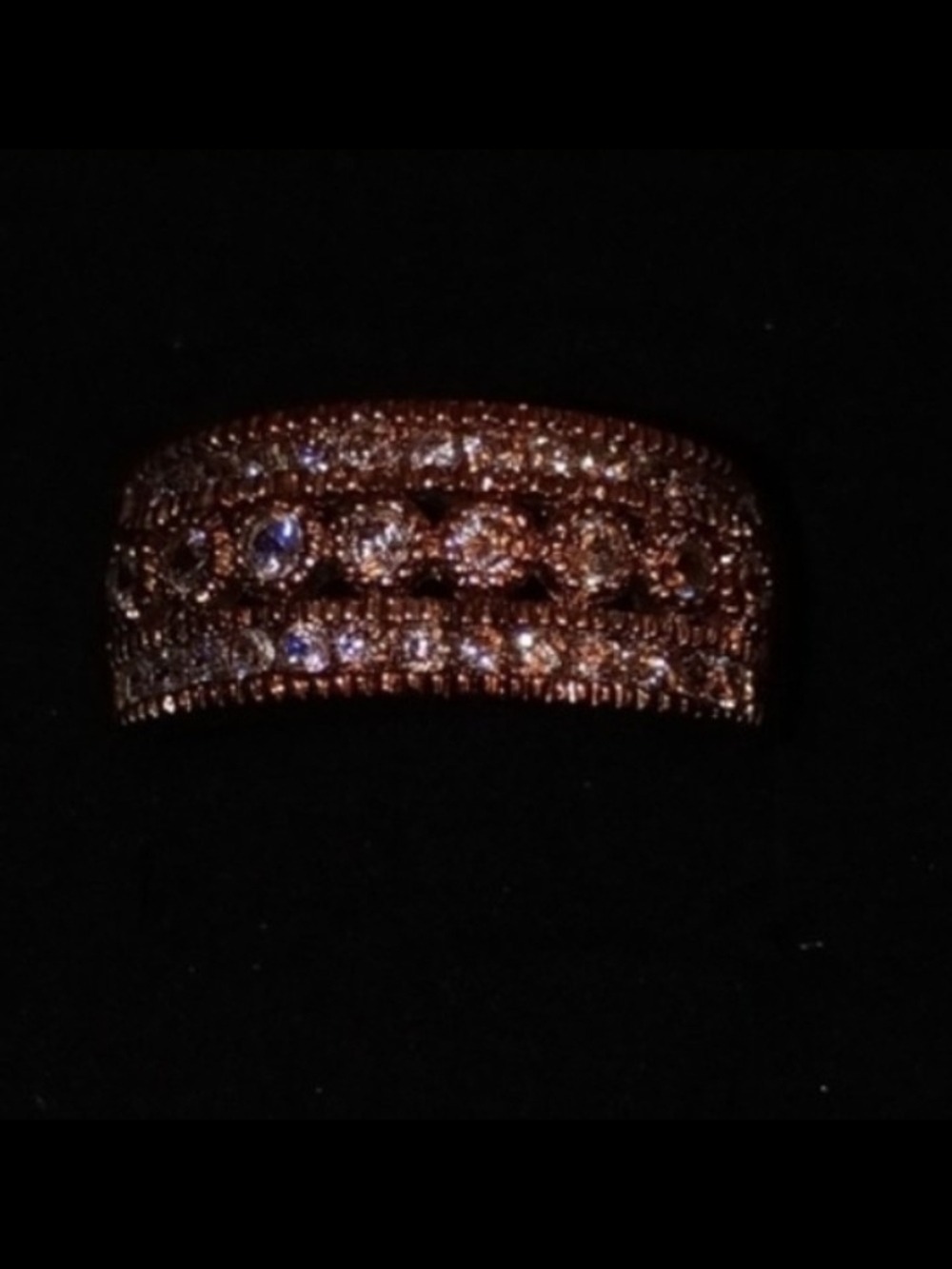 Faux Rose Gold Layered Crystal Band Ring